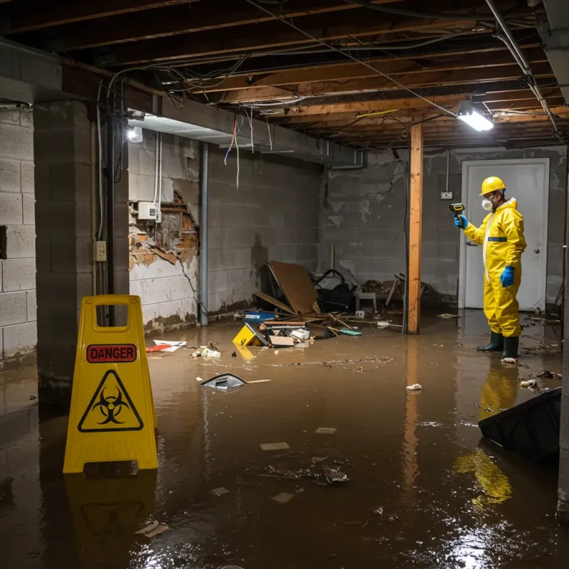 Flooded Basement Electrical Hazard in Long Beach, NC Property